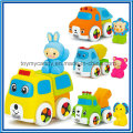 DIY Cartoon Animal Soft Plastic Building Block Car Toy Set